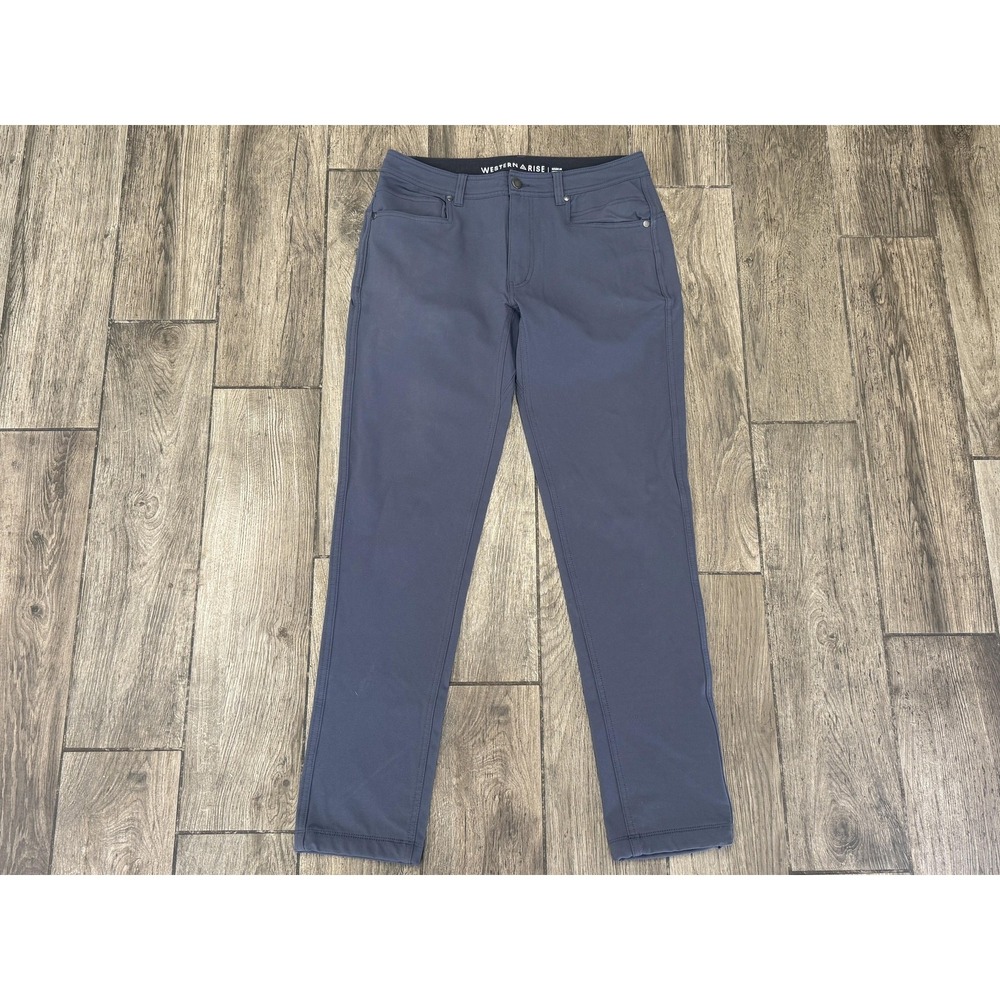 Western Rise Pants Mens 32x30 Blue Performance Stretch Travel 5 Pocket Tech